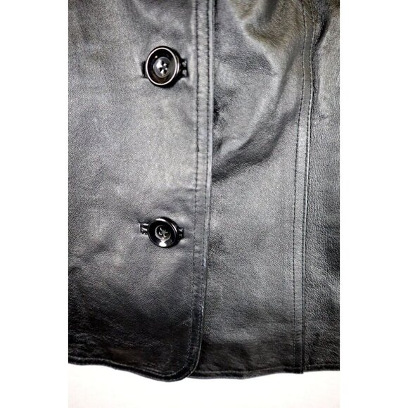 East 5th Jacket Womens Size Large Genuine Leather Black Button Front Jacket - Picture 11 of 13